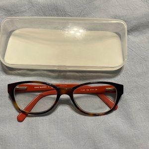 Tory Burch Tortoiseshell and Red Cat-Eye Glasses